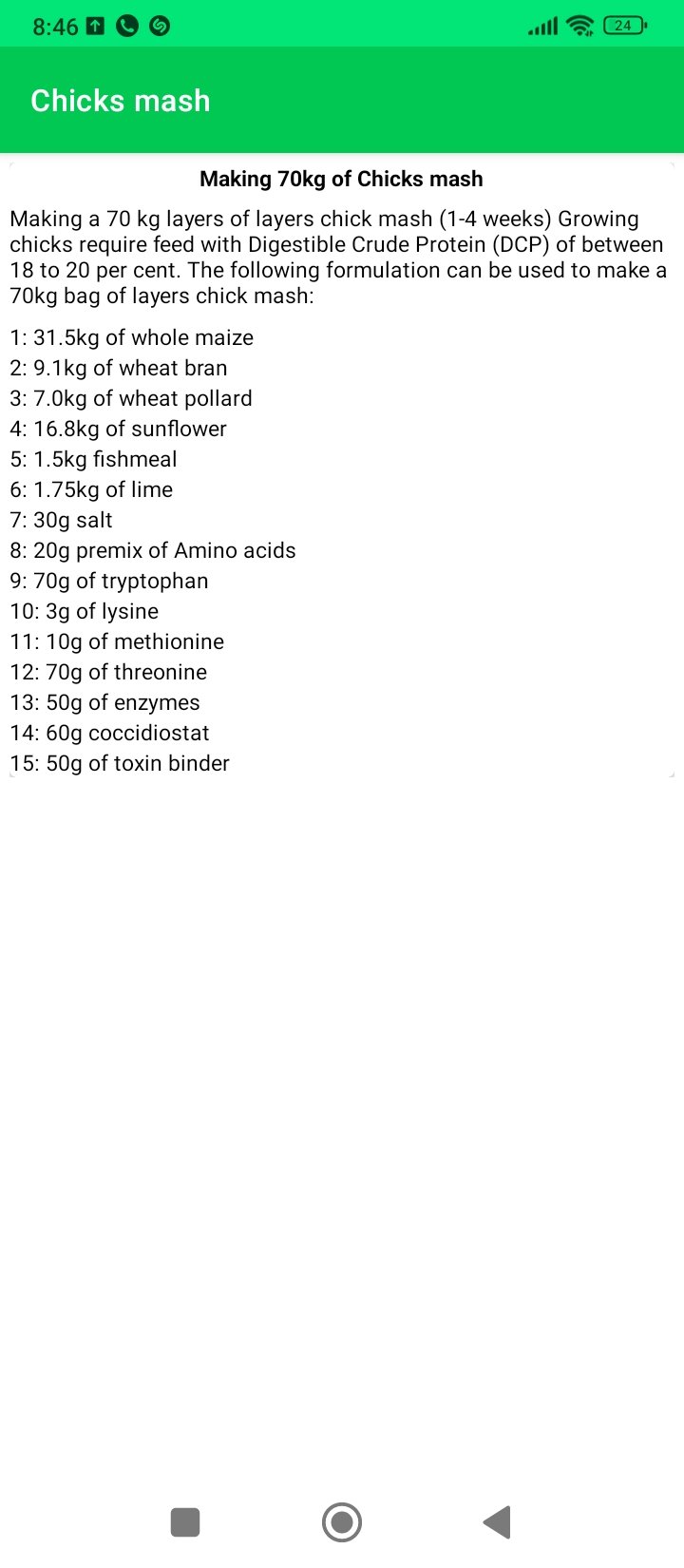 Poultry Feed Formulation App screenshot