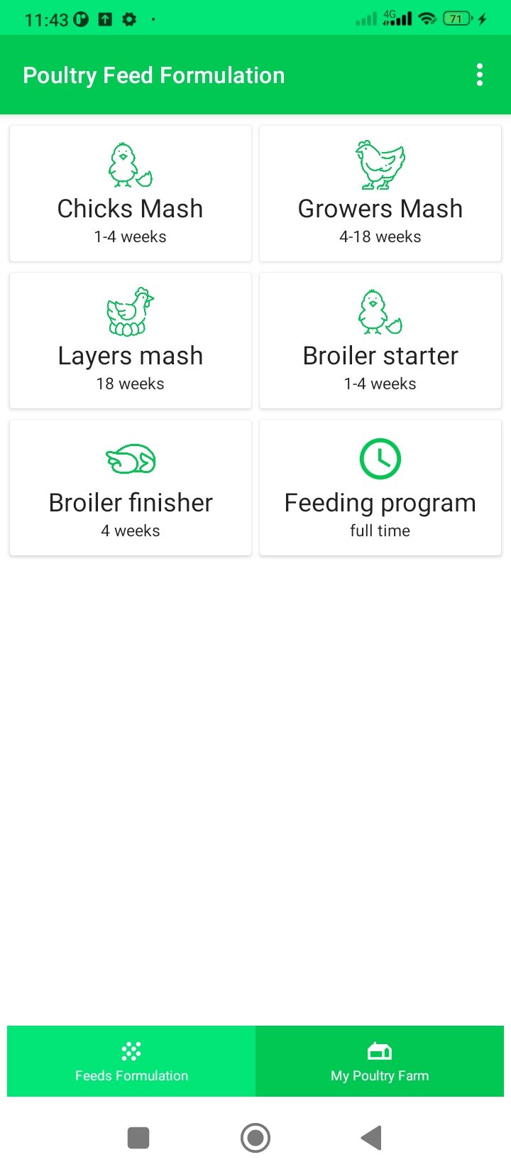 Poultry Feed Formulation App screenshot