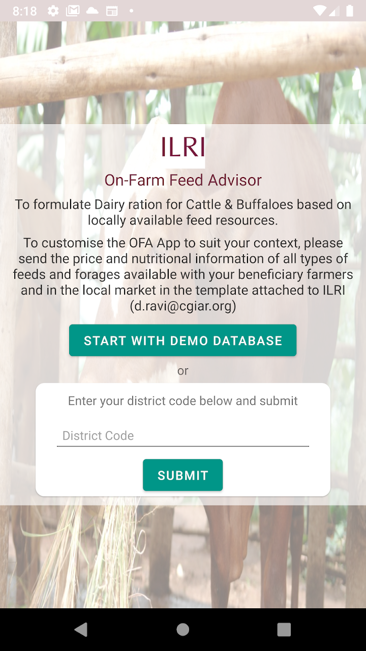 On-farm Feed Advisor screenshot