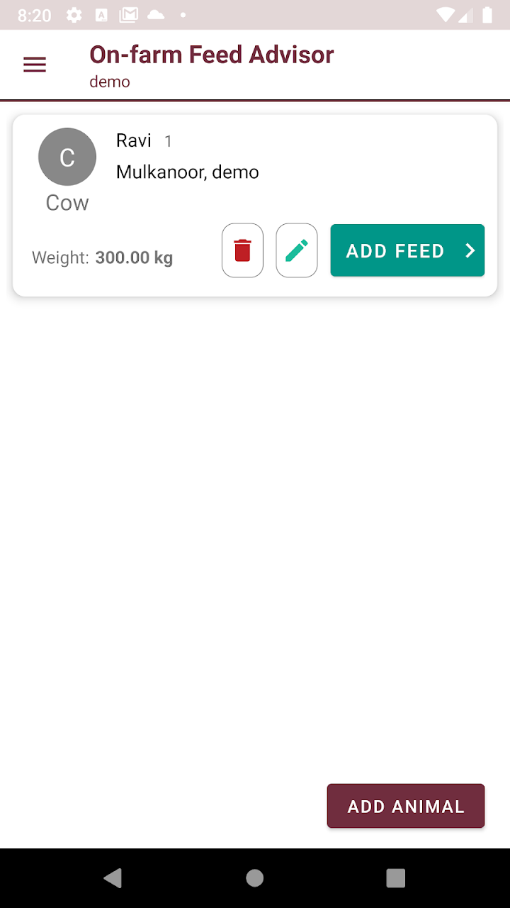 On-farm Feed Advisor screenshot