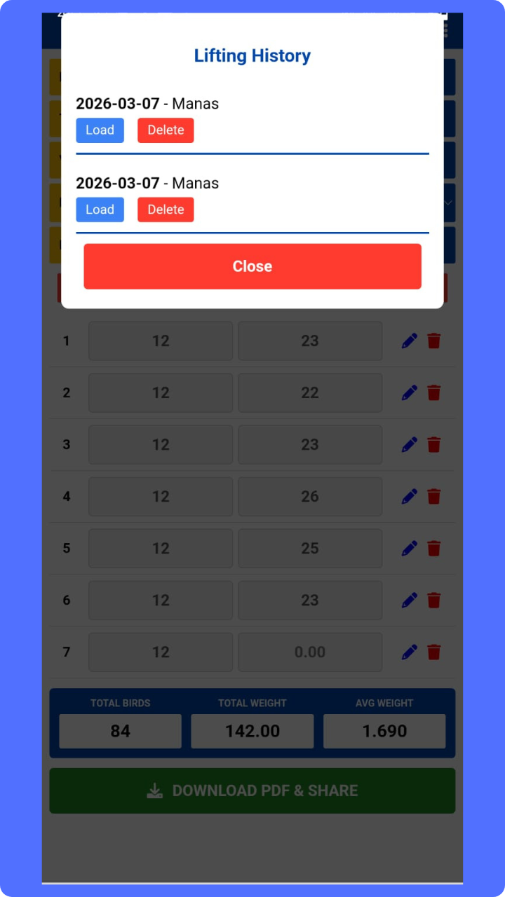 Poultry Lifting Calculator screenshot