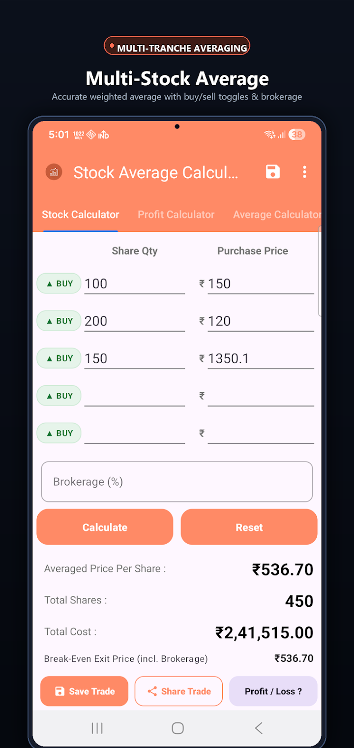Stock Profit & Avg. Calculator screenshot