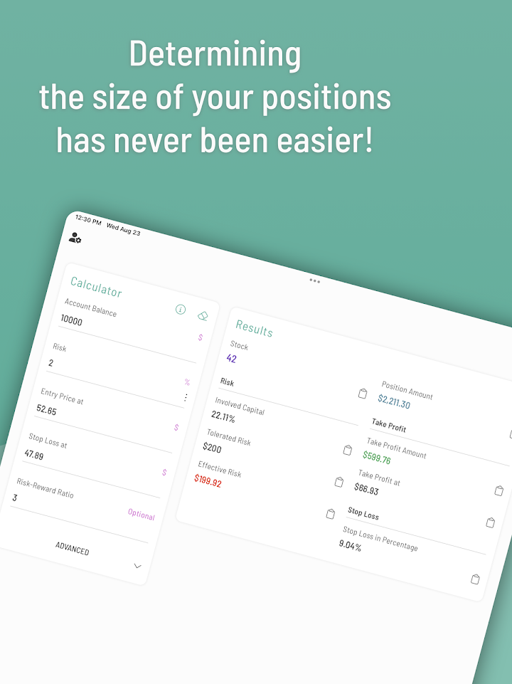 Stock Position Calculator screenshot