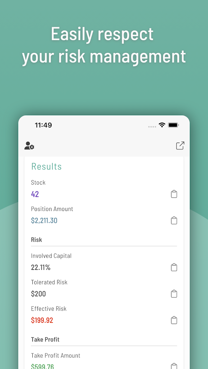 Stock Position Calculator screenshot