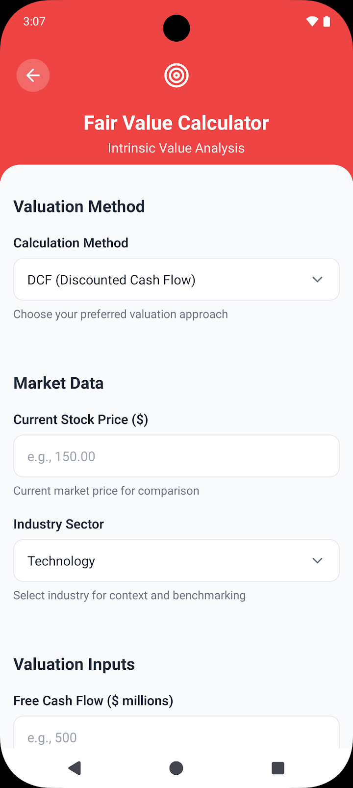 Stock Valuation Calculator screenshot