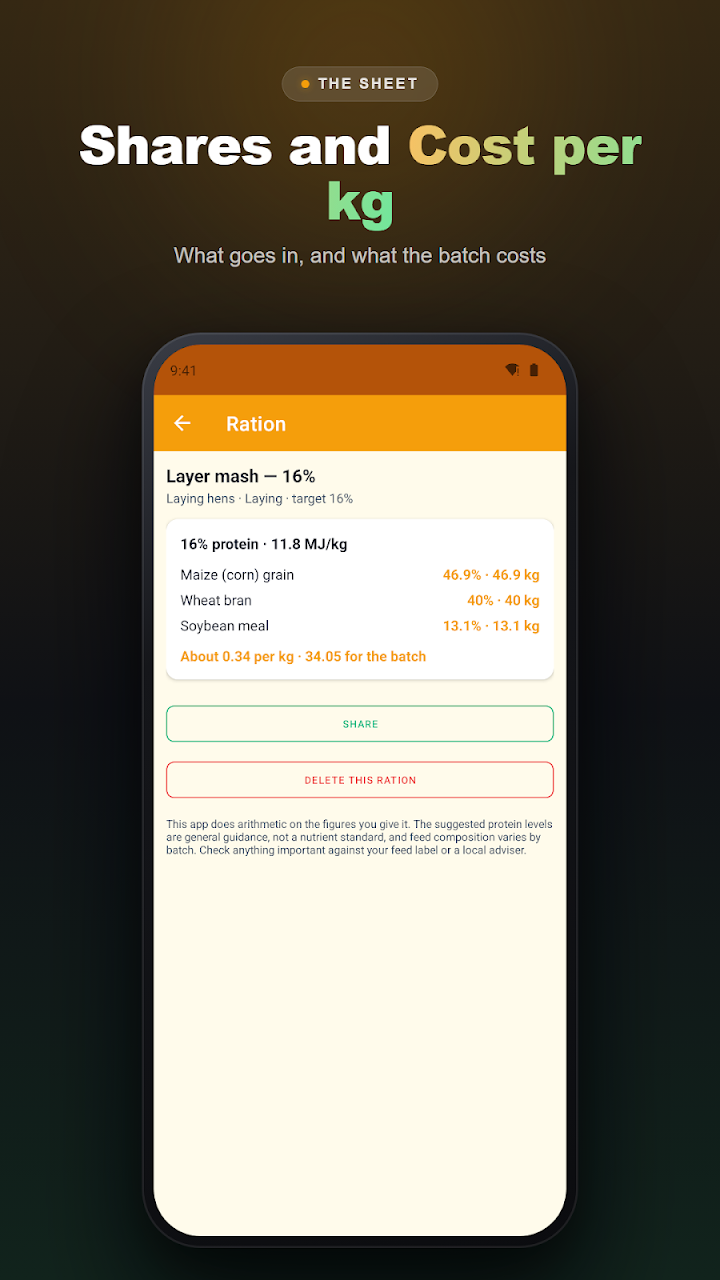 Feed Ration Calculator screenshot