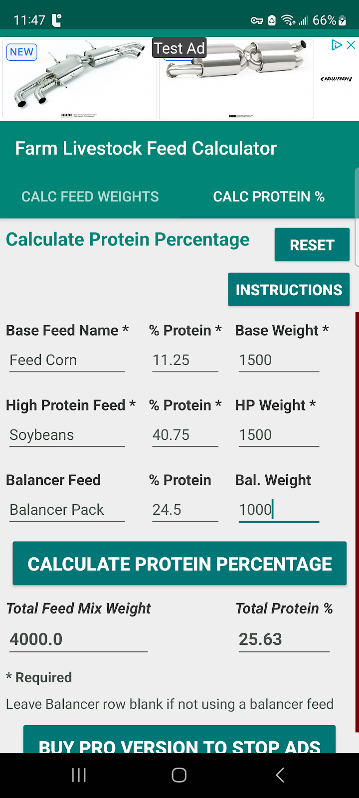 Farm Feed Protein Calculator screenshot